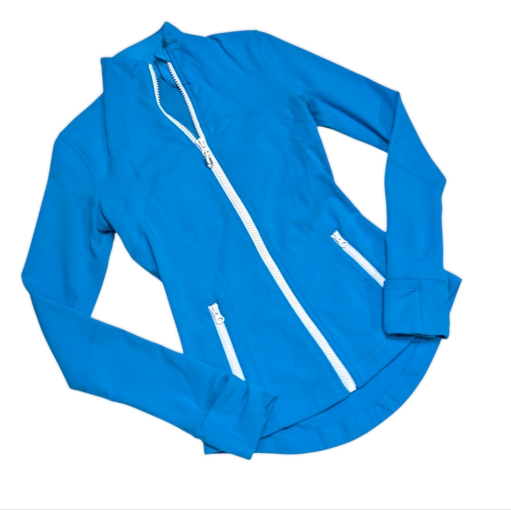 Lululemon Define Vented Scuba Zip Jacket Size 4, Bright Blue White Zippers